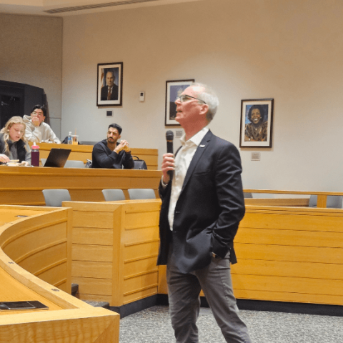 Former Representative Bob Inglis speaking at the law school