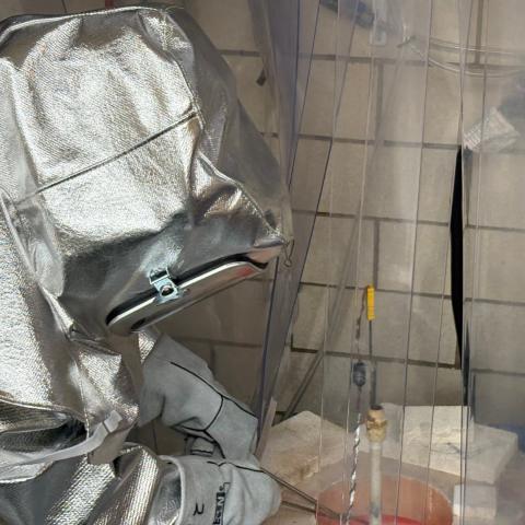 Close up of a researcher in a lab.