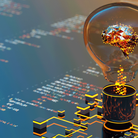 lightbulb on a computer chip