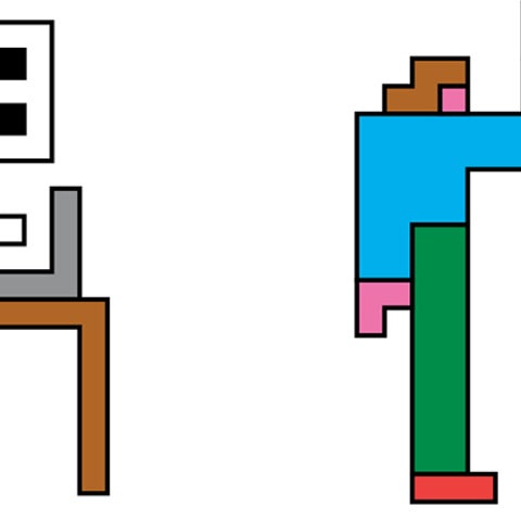 AI illustration of figures and computer