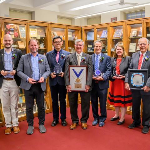 Winners of the 140th Annual Awards Presentation of the Case Alumni Association pose with their awards