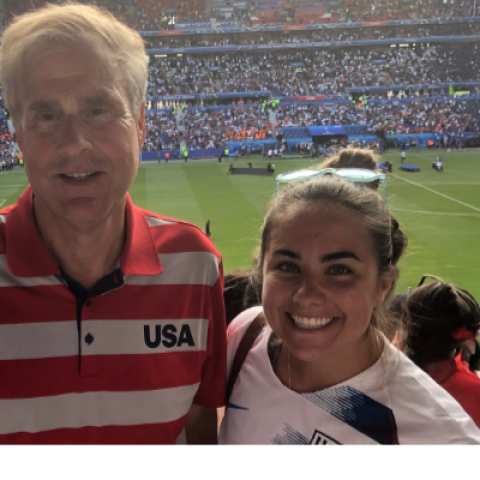 John and Emma Hawley at a soccer game
