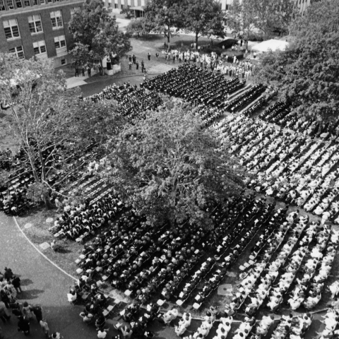 Black and White photo of commencement at the turn of the century