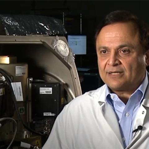 Mohammad Kassemi standing in the ZBOT Lab
