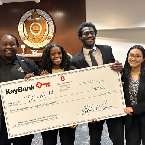Kofi Osei-Tutu and team place first at the 18th annual KeyBank Leadership and Creativity Undergraduate Student Symposium.