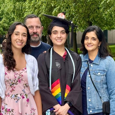 The Browning family at Mira's graduation in the spring of 2025
