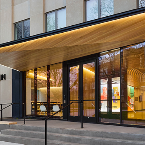 Image of the outside of the renovated Olin Hall