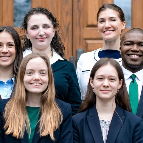 Photo of six CWRU School of Law students posing for a photo