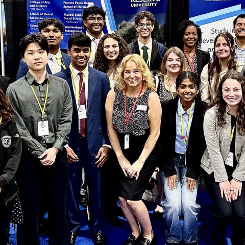 A group of CWRU students pose for a photo at the National Conference on Undergraduate Research