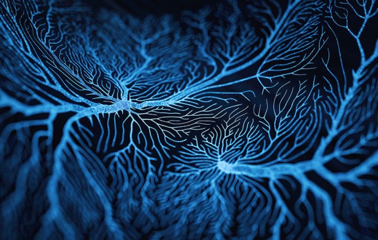 Photo illustration of blue-colored neural pathways
