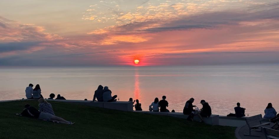 The sun sets gently over the Solstice Steps in nearby Lakewood. Photo by Lex Ehrenschwender.