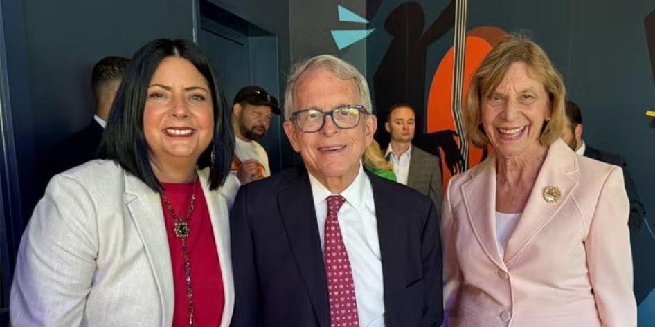 Governor Mike Dewine, his wife Fran Dewine, and Cleveland Foundation President Lillian Kuri