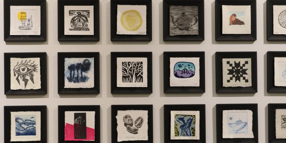 Collection display at the Open Print Exchange exhibit.