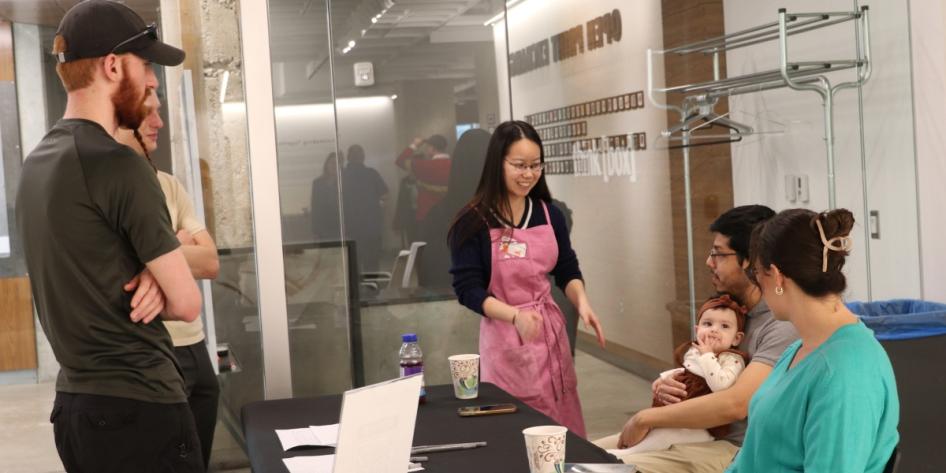 Visitors take part of a make-and-take printmaking session at the Open Print Exchange.
