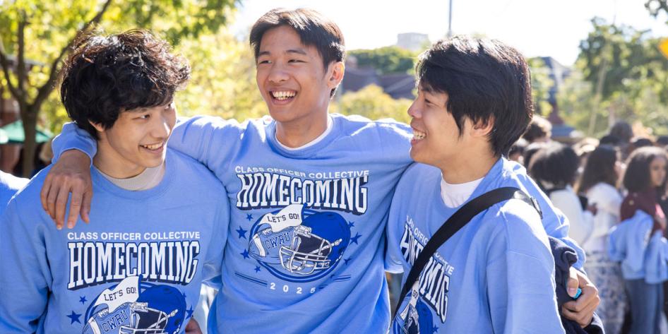 An excited group of students during CWRU Homecoming and Reunion Weekend 2025.