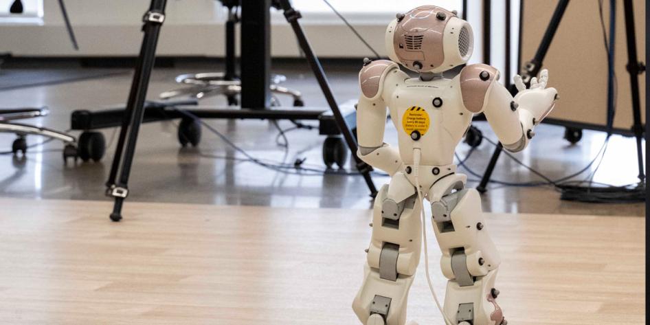 Photo of a robot standing in a room