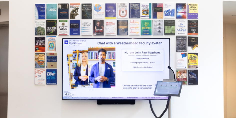 Lobby avatar display screen in Weatherhead