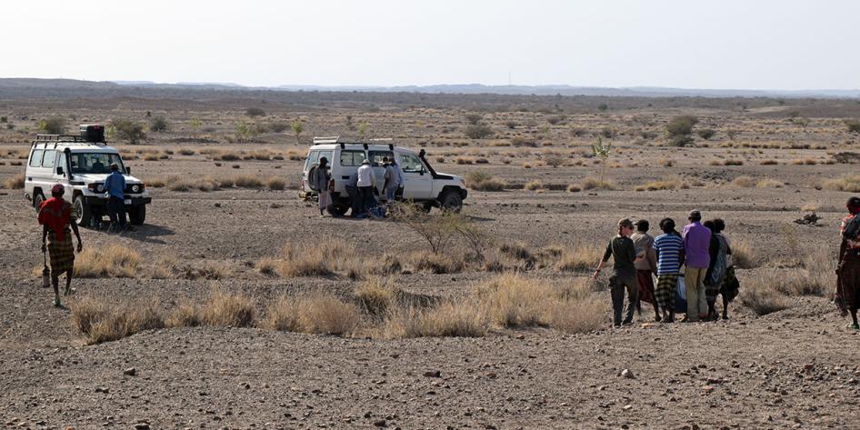 Photo of vehicles in the field in Ethiopia's Afar region