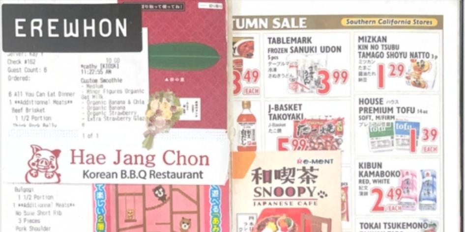Close up of food market coupons 