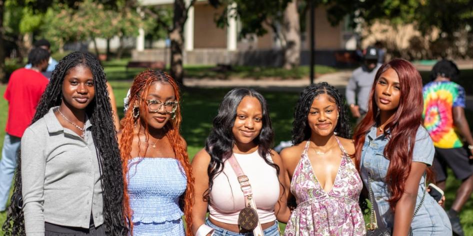 Juliet Atieno with fellow CWRU students at a back-to-school barbecue. 