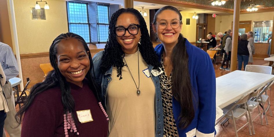 Jacobi Reddix (pictured center) speaks on panel at a local Protecting Democracy event in Tremont. 