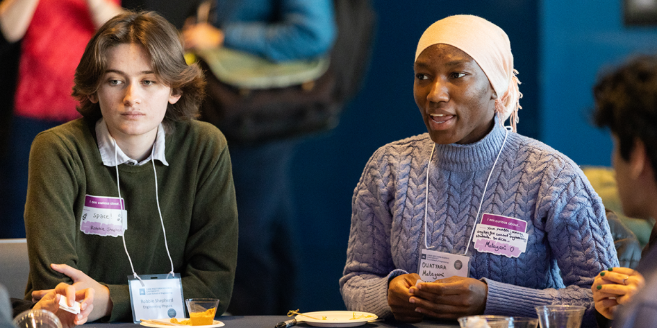Image of student talking during E-Week's Dean's Networking Reception