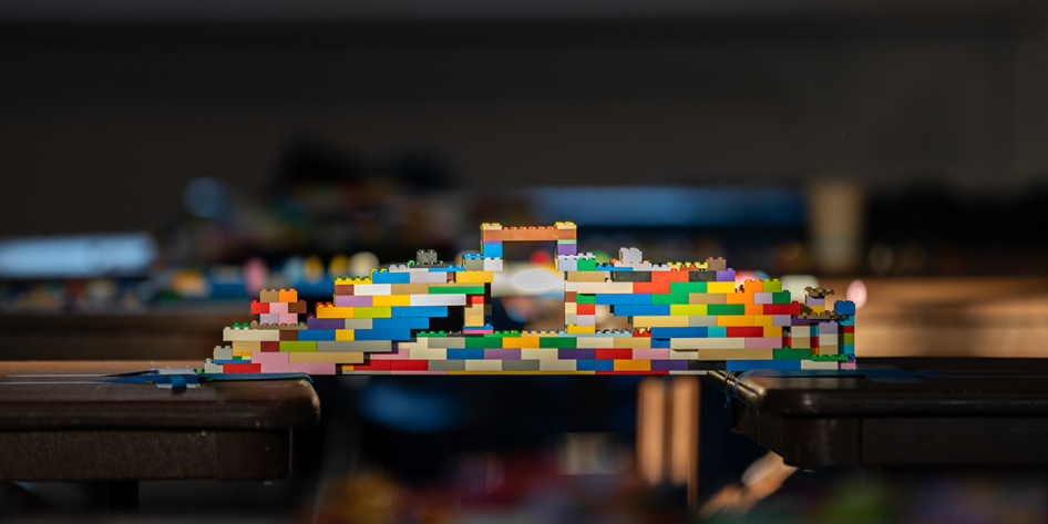 Image of a completed lego bridge