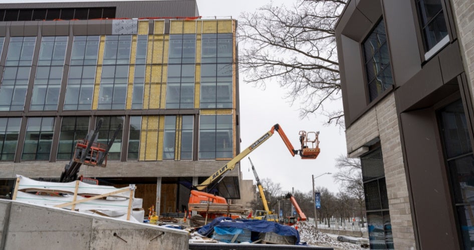 Exterior view of the Interdisciplinary Science and Engineering Building construction site. Photography by Nancy Andrews. 