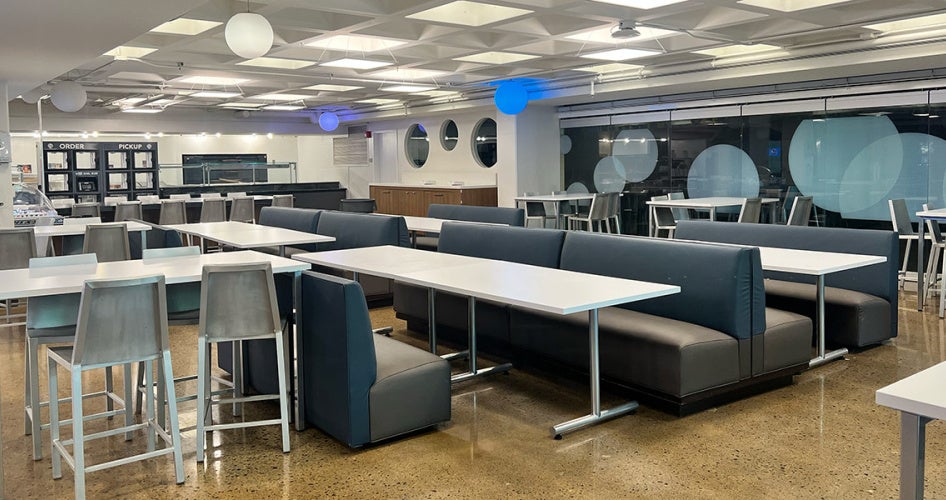 Photo of the tables and chairs in Knight Bytes