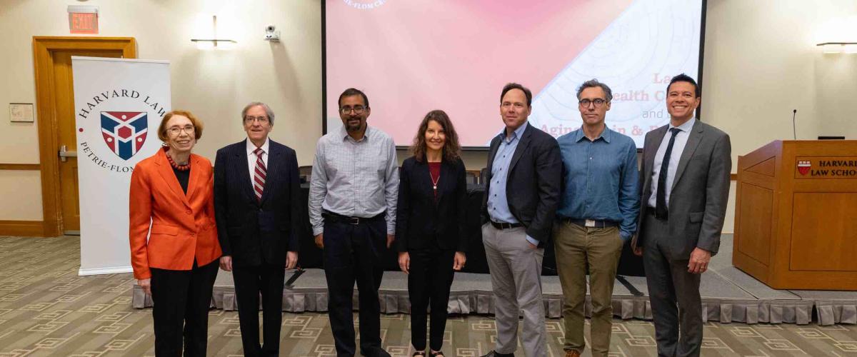 Sharona Hoffman (center) with assembled Harvard Law faculty members
