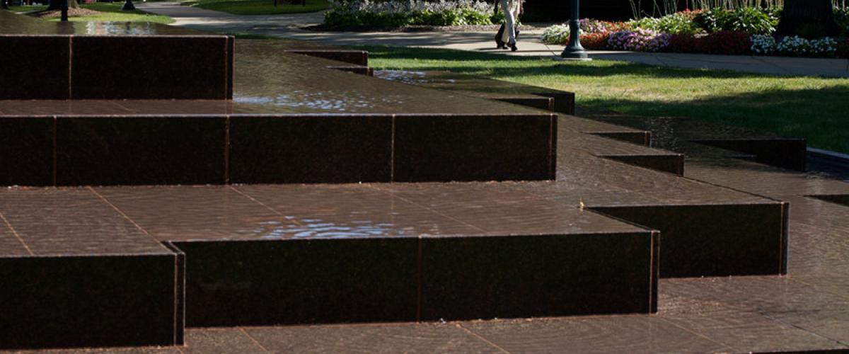 Outside fountain with water running