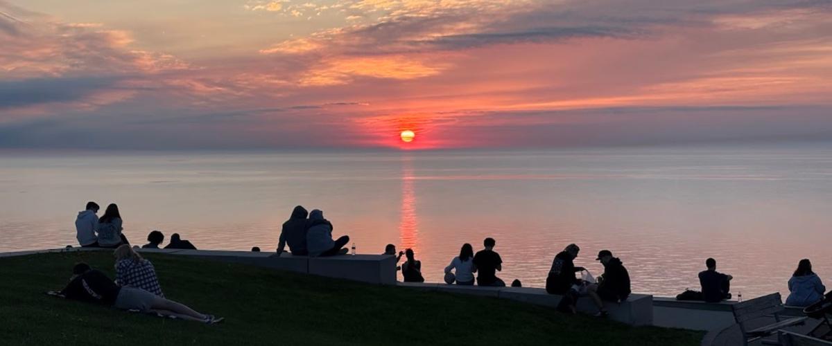 The sun sets gently over the Solstice Steps in nearby Lakewood. Photo by Lex Ehrenschwender.