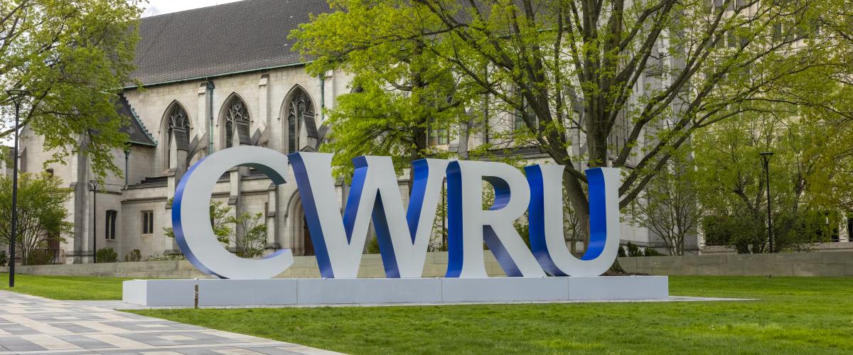CWRU letter installation near the Binary Walkway