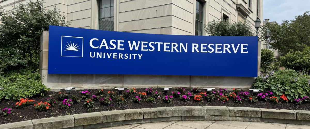 CWRU signage located near Allen Memorial Medical Library