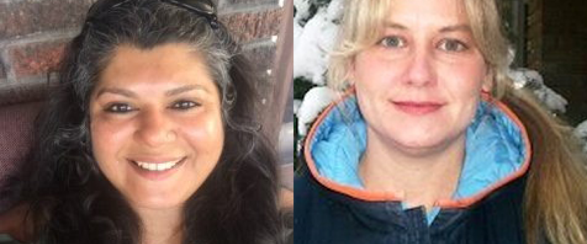 Headshots of Ananya Dasgupta and Megan Swihart Jewell