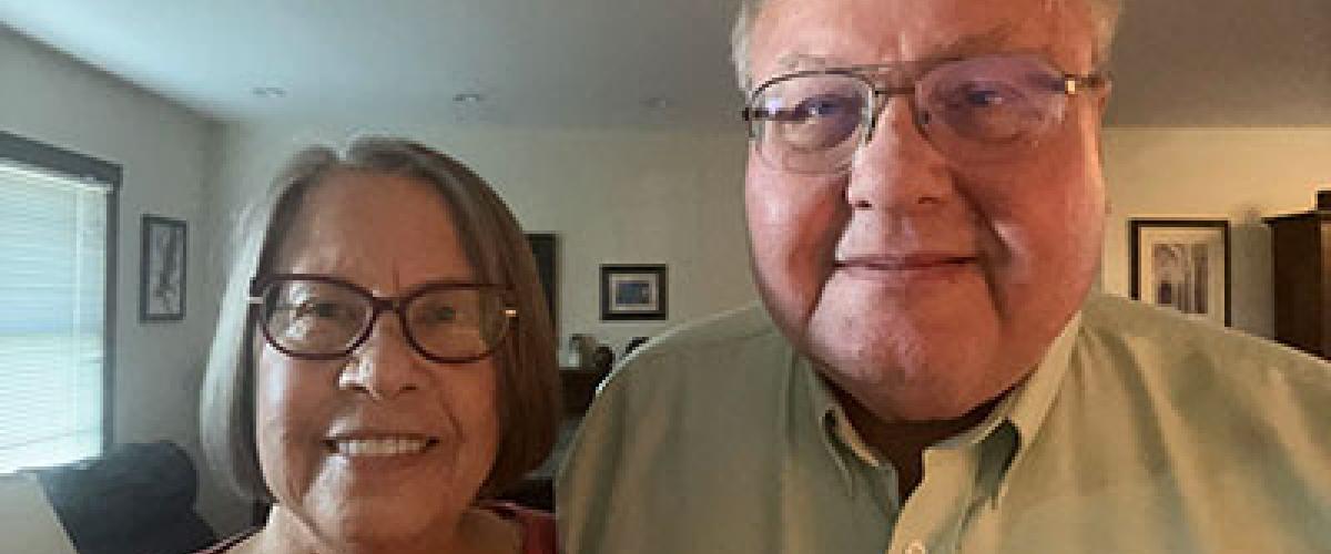 Diane and  Robert Gingell photo in their living room