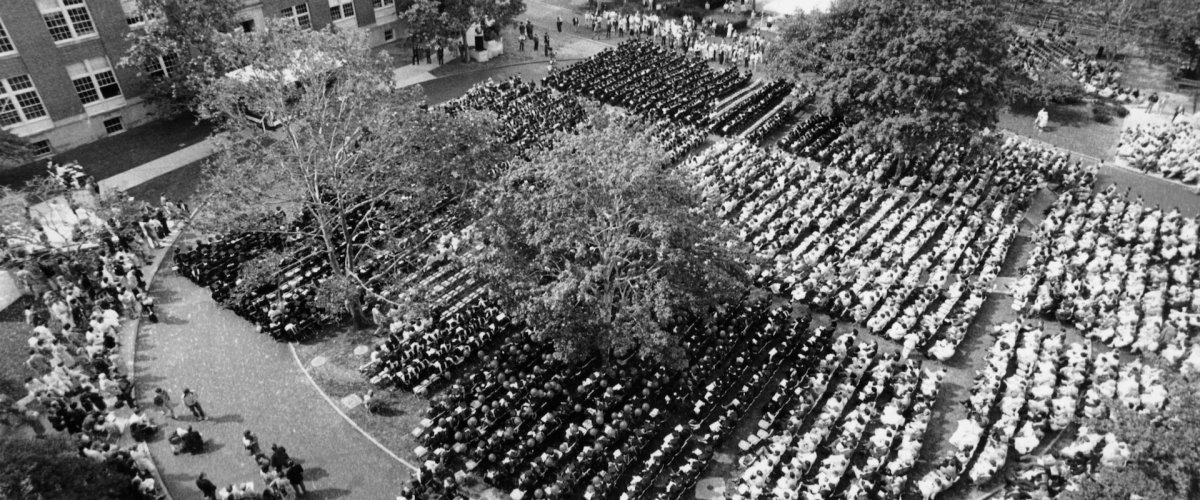 Black and White photo of commencement at the turn of the century