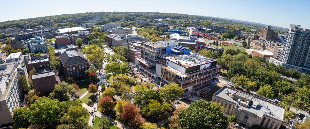 Aerial photo of Case Quad showing the progress of the c