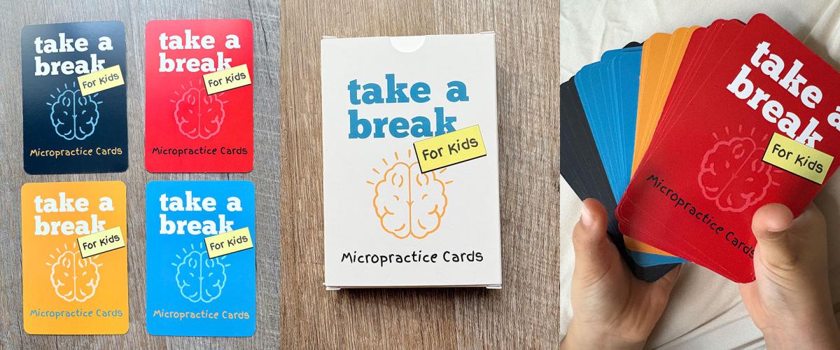 Photo compilation of images of Jenny King's "Take a Break for Kids" cards