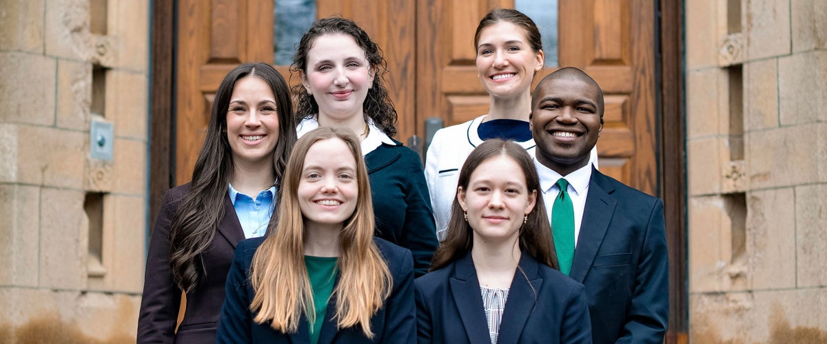 Photo of six CWRU School of Law students posing for a photo