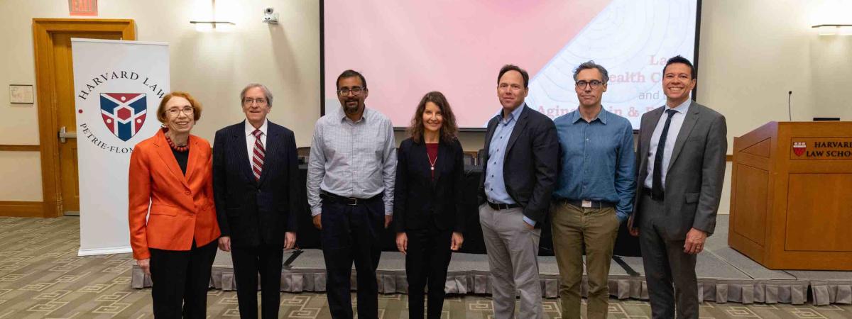 Sharona Hoffman (center) with assembled Harvard Law faculty members
