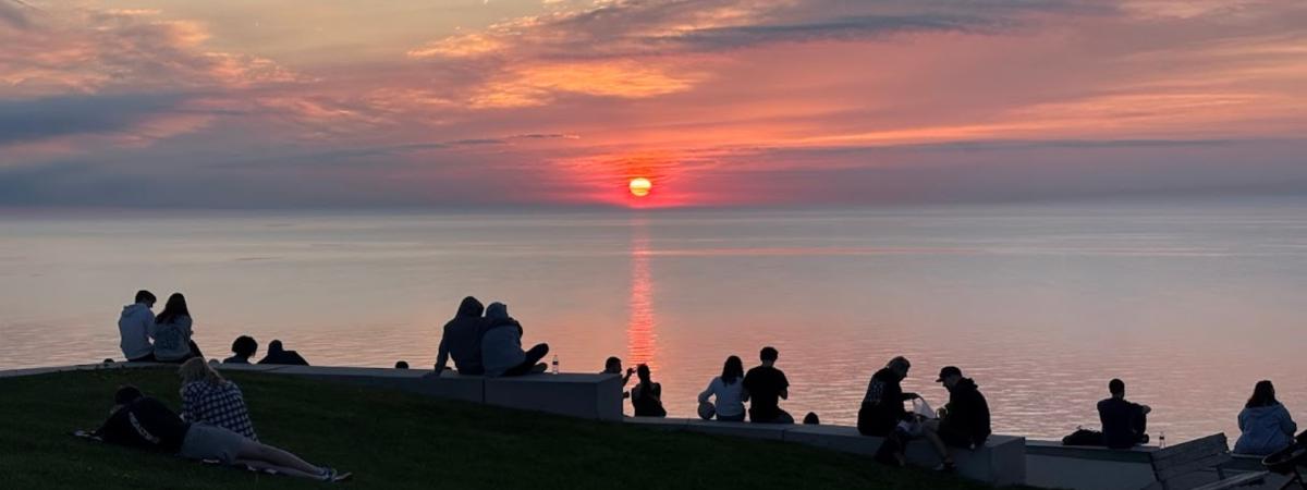 The sun sets gently over the Solstice Steps in nearby Lakewood. Photo by Lex Ehrenschwender.