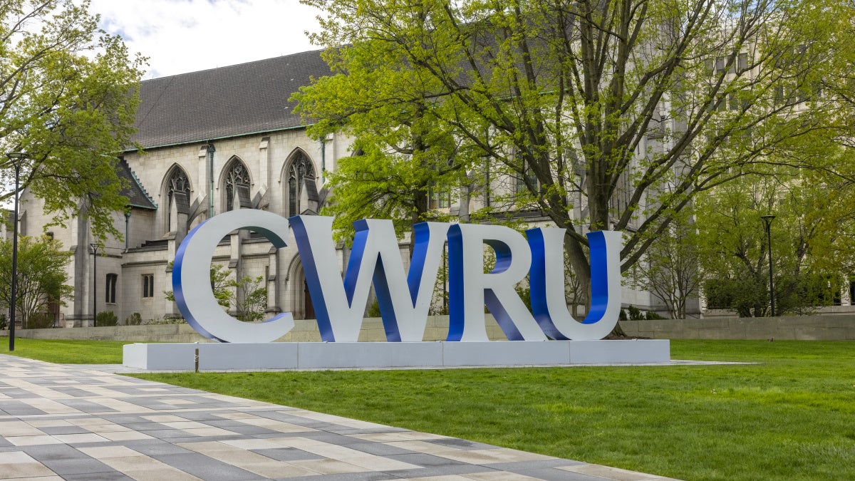 CWRU letter installation near the Binary Walkway