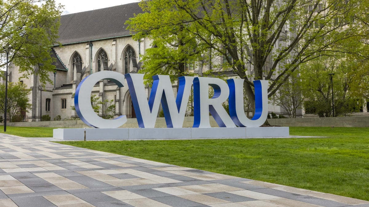 CWRU letter installation near the Binary Walkway
