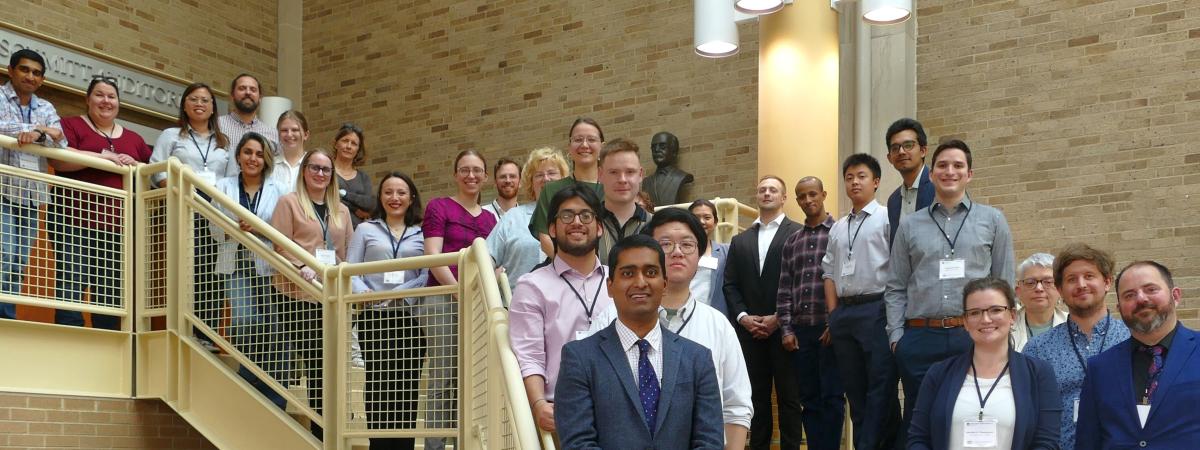 Electrochemical engineering workshop attendees posed on the stairs