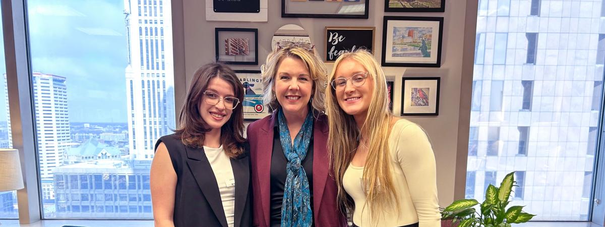 A photo taken earlier this year in Ohio Representative Allison Russo’s office in Columbus, showing Sabrina Soto (left), Representative Allison Russo (center), and Paisley Tuel (right) standing together and smiling.