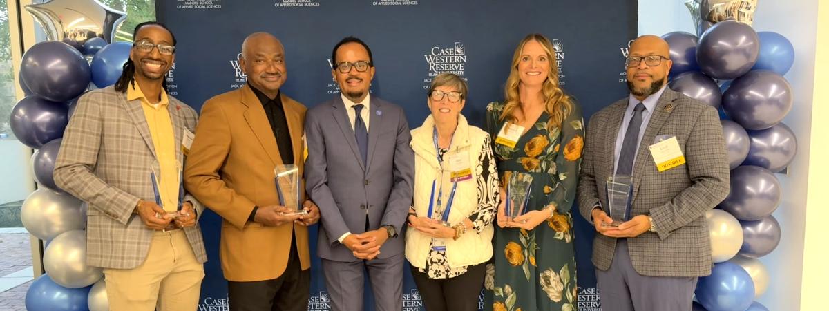 MSASS 2025 Alumni Award Winners (From left: Donovan Young, Oliver Gross, Dexter Voisin, Ellen Coleman, Rebecca Kodysh, Cecil Lipscomb)