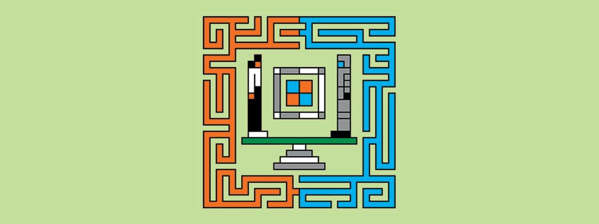 Pixel illustration with two figures surrounded by more pixels