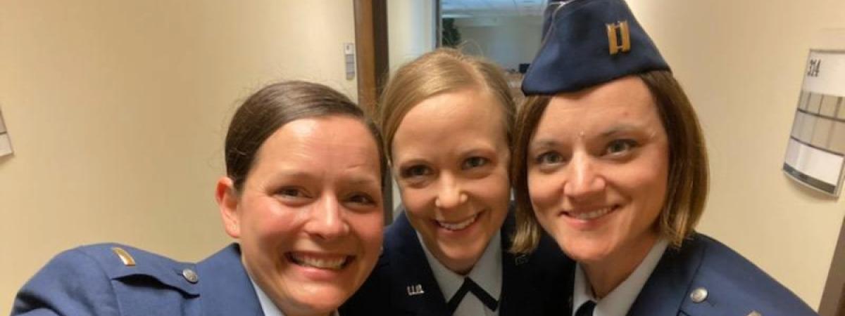 U.S. Air National Guard Captain Abby Henkel, RN, with fellow military service members