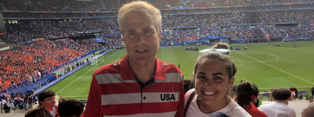 John and Emma Hawley at a soccer game
